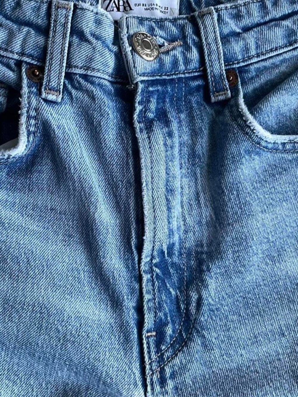 Zara High Waist Straight Leg Jeans Light Wash Denim Women's Size 0 - Picture 4 of 5